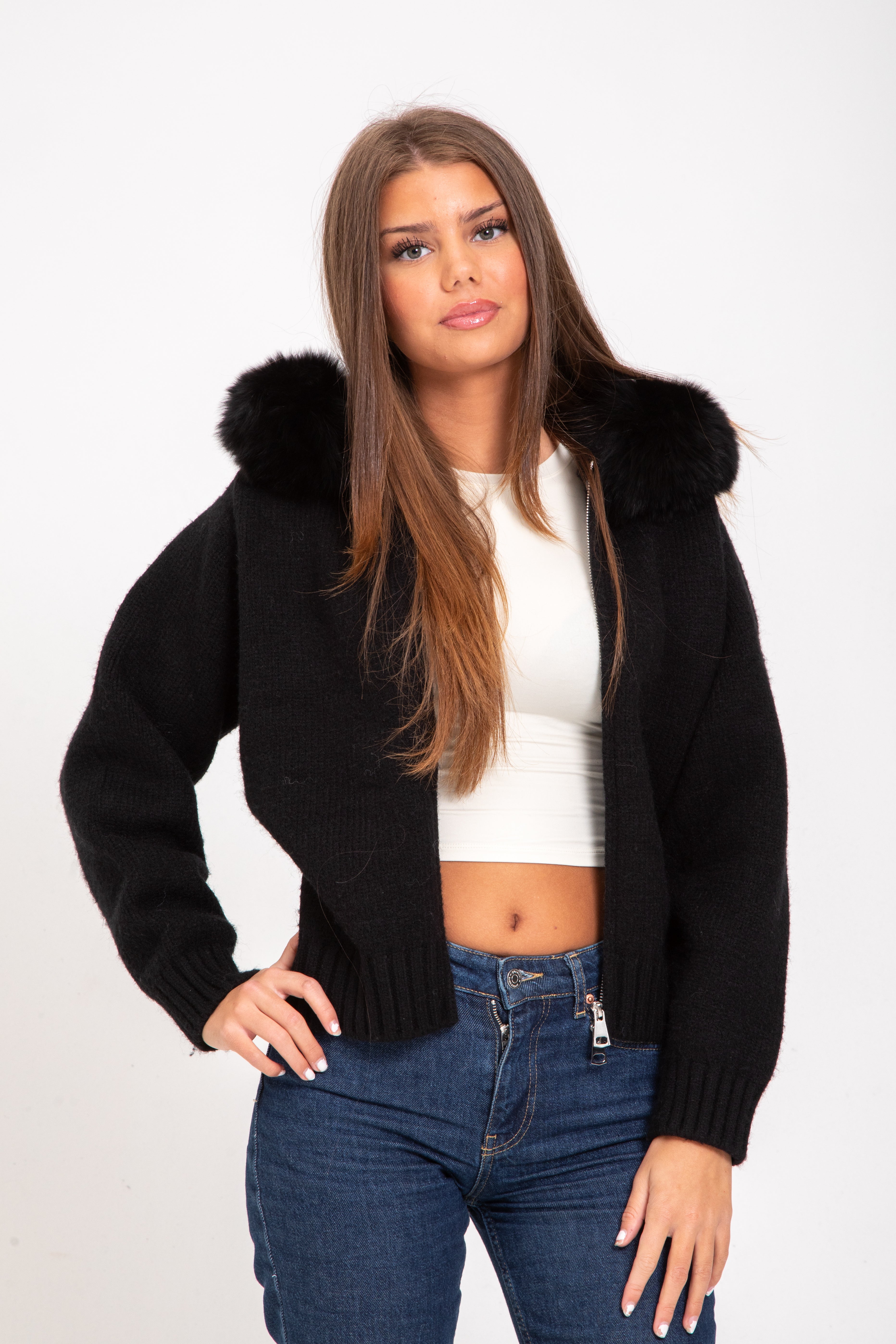Juliette |Veste chaude et confortable avec capuche et col en fourrure