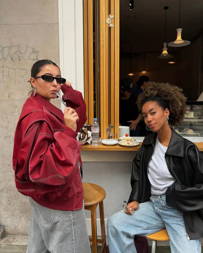 Sophie | Veste en Cuir Synthétique Oversize et Courte