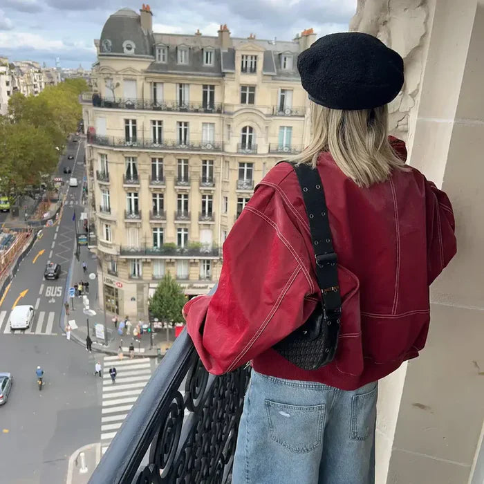 Sophie | Veste en Cuir Synthétique Oversize et Courte