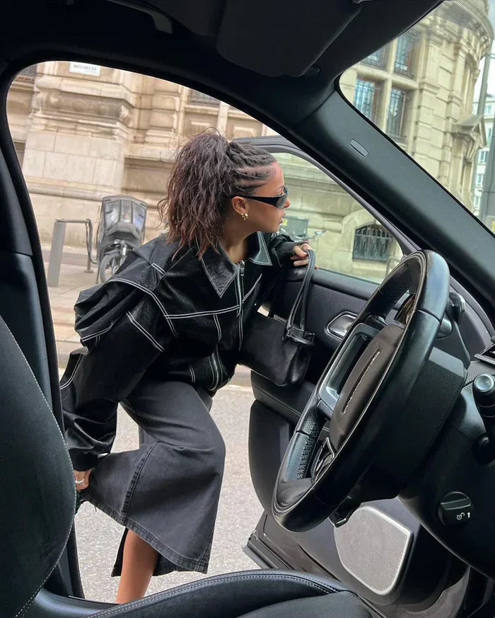Sophie | Veste en Cuir Synthétique Oversize et Courte