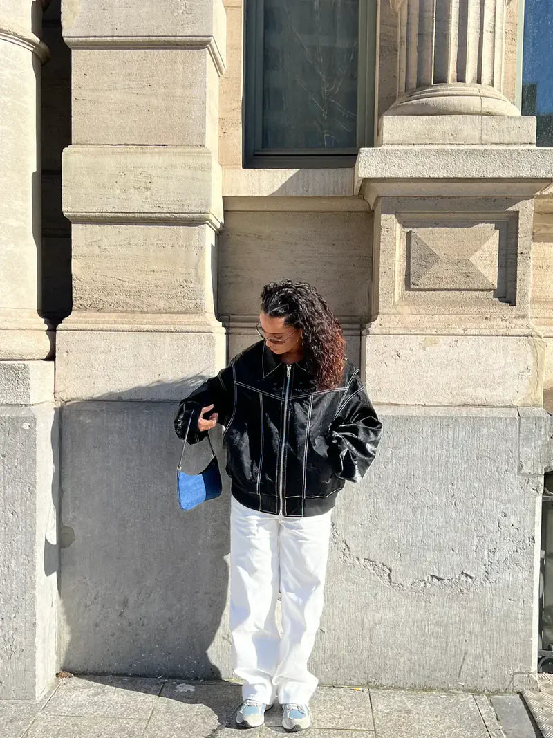 Sophie | Veste en Cuir Synthétique Oversize et Courte