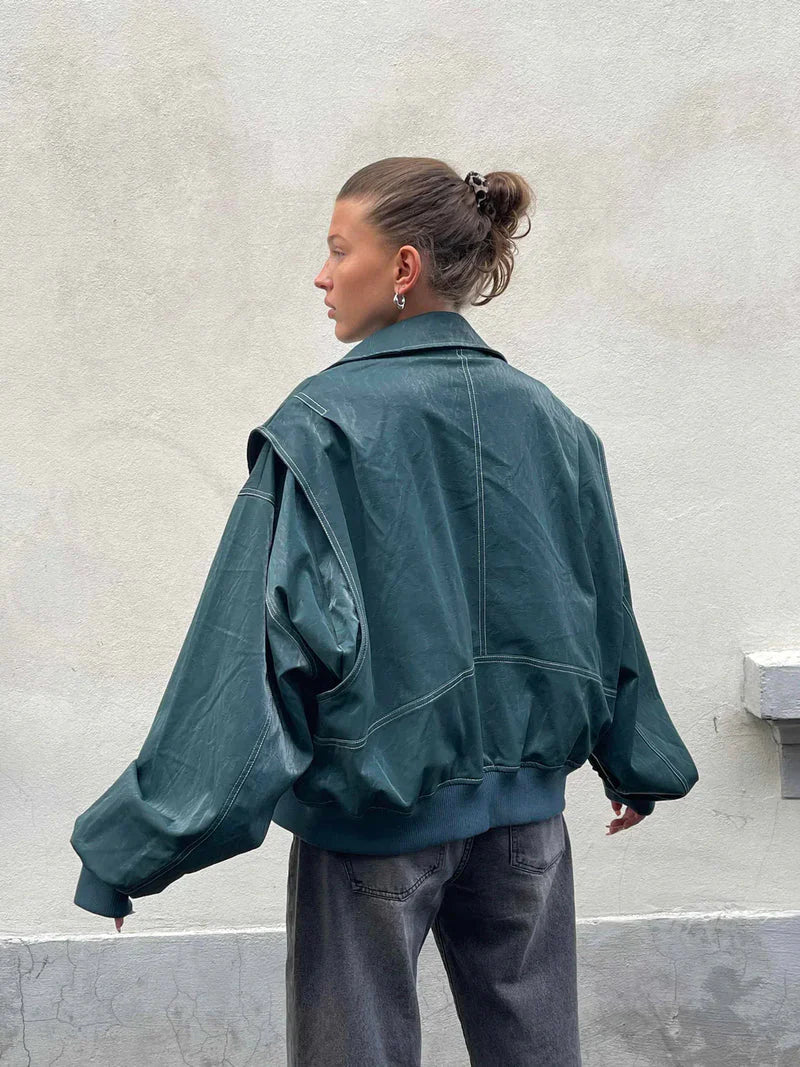 Sophie | Veste en Cuir Synthétique Oversize et Courte